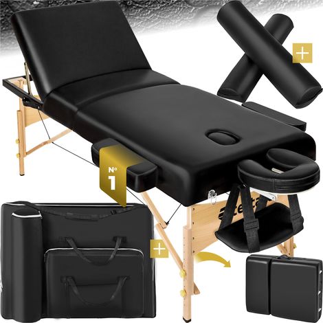 Table de massage portable pliante 3 zones en polyuréthane noir