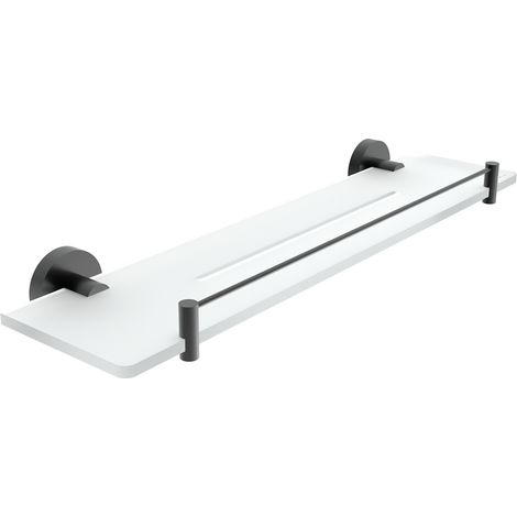 Nimco Tablette en plexi avec barrière L. 50 cm, noir mat, Unix noir mat UNC X450-X-90 (1/3)
