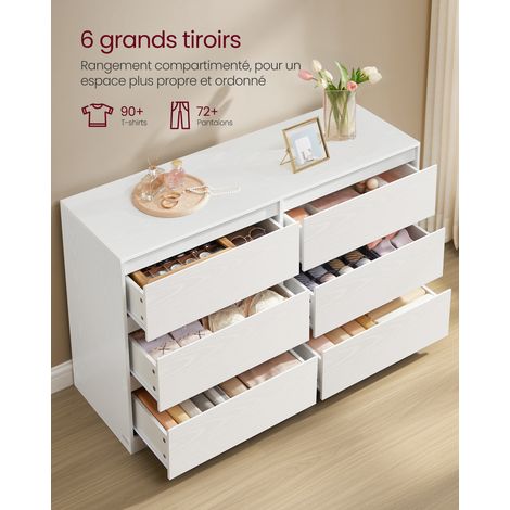 Vasagle – Commode moderne 6 tiroirs 40 x 119,4 x 75 cm – Panneaux MDF et aggloméré – Sécurité anti-basculement – Rangement optimisé — vue 3