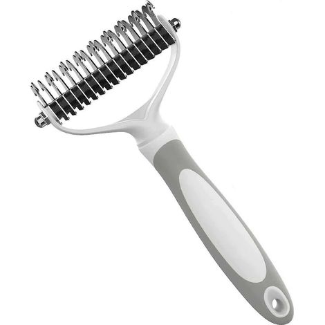 Peigne de toilettage pour animaux, peigne râteau à nœuds double face, brosse à poils noués (1/5)