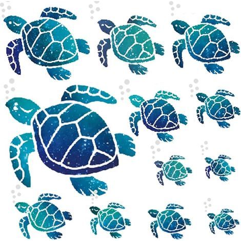 Tortue de Mer Bleue Stickers Muraux Décoration Autocollant Mural DIY Autocollant Muraux pour Des gamins Chambre pour Maison Bureau Salon Mur Salle de Bains (1/4)
