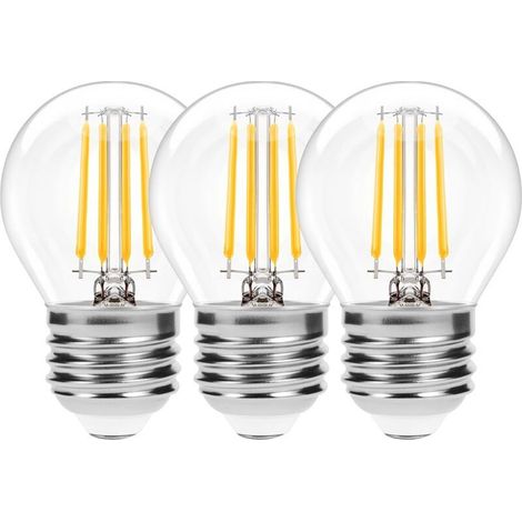 Lampadina LED E27 a filamento G45, 2700K bianco caldo, sostituzione da 6W per lampadina da 60W, 600 lumen, non dimmerabile, lampade Edison in vetro AC220-240V per lampadari, confezione da 3 pezzi [Cla (1/5)