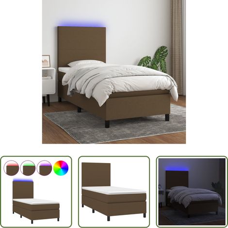 Sommier tapissier - Sommier à lattes de lit et matelas LED Marron foncé 100x200 cm (1/5)