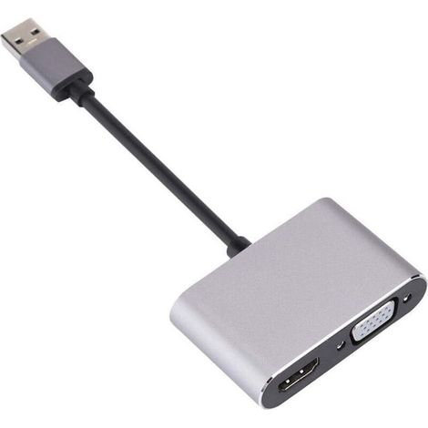 Adaptateur USB vers HDMI VGA, Convertisseur USB 3.0 vers 1080P HD HDMI VGA, Adaptateur HDMI pour Ordinateur pour Windows 7/8/8.1/10 (1/5)