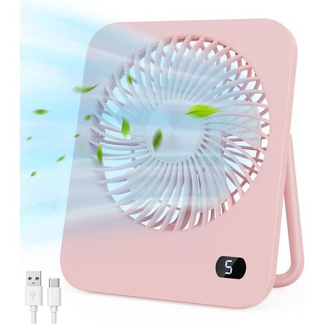 Ventilador de escritorio, ventilador de mesa con alimentación USB, ventilador pequeño y silencioso con 5 velocidades, ventilador portátil ultrafino de 33 mm. (1/4)