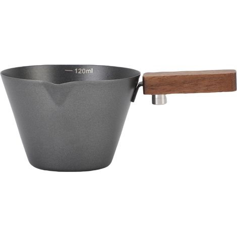 Verre Doseur Café Acier Inoxydable Échelle Transparente Poignée Bois Isolation Thermique pour Barista et Lait Moussé Noir (1/5)