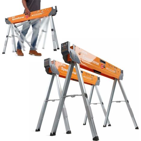 BORA PORTAMATE Speedhorse Quick Deploy 1500lb 680kg Capacity Sawhorse Trestles (1/5)