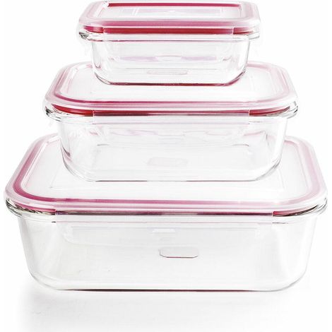 Ibili 754750 Ensemble 3 Récipients Hermétiques Verre Transparent (1/3)