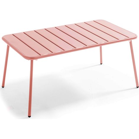 Table basse de jardin acier argile 90 x 50 cm - Palavas (1/5)
