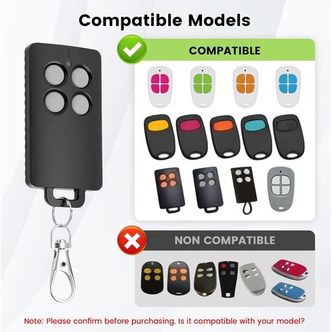 Remplacement pour SCS Sentinel AAM0121 - Télécommande de Portail 4 Canaux à Code Tournant, 433 MHz, Portée 50 m, Sécurité Renforcée, Compatible Motorisations Portail (Gris, 1 pièces)