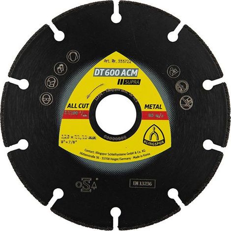 Truncones constantes dt 600 acm supra 230x1.6x22.23 mm Klingspor