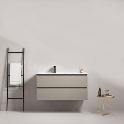 Mobile bagno sospeso 100 cm Grigio Cenere Lavabo a Sinistra in Ceramica Senza Specchio - Fiji Paint (1/5)