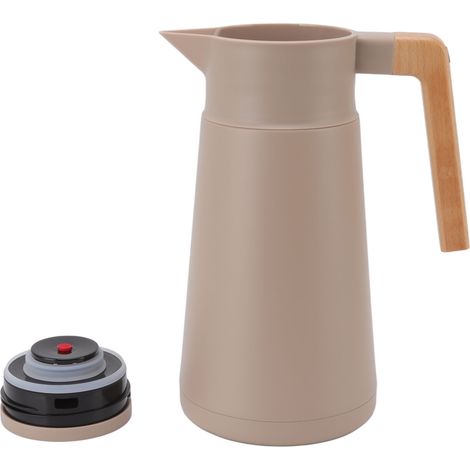 Carafe à café 2L grande capacité, poignée large, acier inoxydable 304, isolation sous vide, bouilloire thermique domestique, couleur beige clair (1/5)