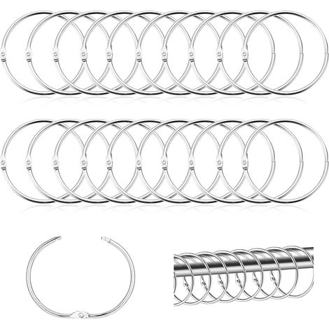 Juego de 50 anillas para accesorios de baño, anillas extragrandes de 50 mm para cortina de ducha, metal inoxidable, para ventana, color plata. (1/5)