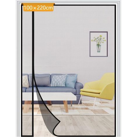 Ineasicer Porte Moustiquaire Noir 100x220cm Réversible à Ouverture Latérale Gauche et Droit Maille Bande Scratch Anti-insectes (1/4)
