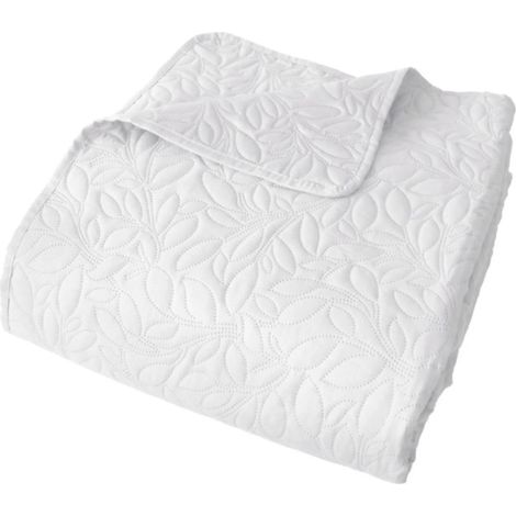 Couvre-lit en microfibre 240 x 220 cm Blanc