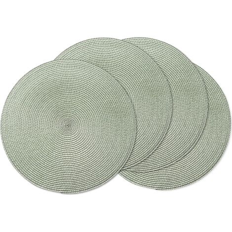 Lot de 4 Sets de Table Ronds tressés pour Tables à Manger - Sets de Table tissés naturels résistants à la Chaleur - 38,1 cm - Vert Sauge'Vert Brouillard 4'Vert Brouillard'4 (1/5)
