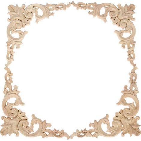 Moulure D'angle - Bois D'Hevea - 20 x 20 x 0 8 Cm - Pour Meubles Portes Miroirs - 4 Unites (1/5)