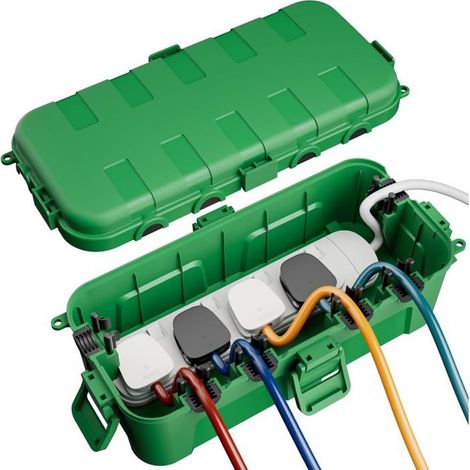 KLVGTIFS PU - Boîte à Câbles Étanche Moyenne (34.5x24x12CM) – IP54, Résistante aux Intempéries, Idéale pour Protéger Rallonges, Multiprises(Vert) (1/5)