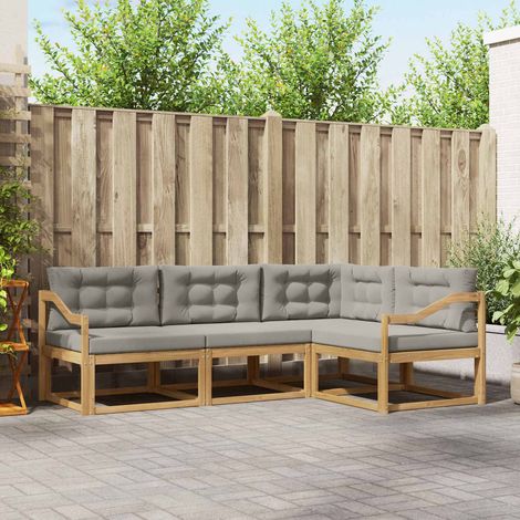 vidaXL Outdoor-Sofagarnitur 3 pcs Weiß und Hellgrau Polyester (1/5)