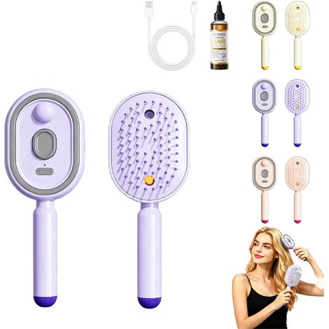 Peigne Massage à Coussin D'air, Brosse Vapeur Pour Cheveux (Violet)  Appareil de Coiffage à Brosse Vapeur Pour Cheveux,épais et Ondulés, Outil de Coiffage Portable (1/5)