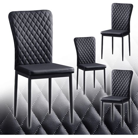 Set of 6 Faux Leather Dining Chairs High Back Kitchen Counter chairs home & restaurants& Lounge Leisure&Living Room(Black,4pcs)