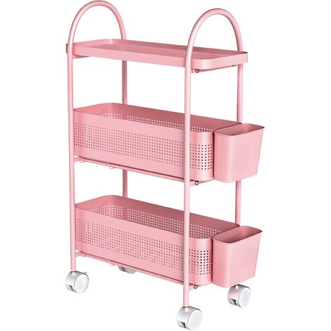 Levede 3 Tier Narrow Kitchen Trolley Cart with Pull-Out Baskets & Storage Bins