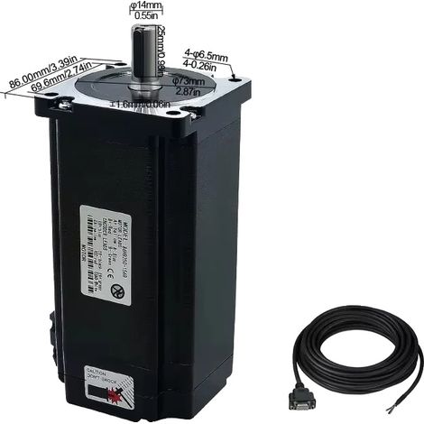Motore passo-passo a circuito chiuso, compatibile con Nema34, elevata coppia di tenuta, 12,0 N.m senza freno, cavo encoder da 3 m (1/2)