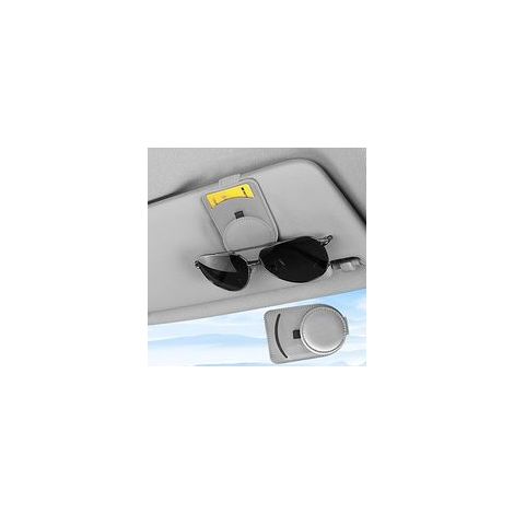 BRAVIX Autobrillenhalter, magnetischer Autobrillenhalter, multifunktionaler Auto-Organizer aus Leder, Sonnenbrillenhalterclip, Zubehörclip für die Sonnenblende im Auto (grau)