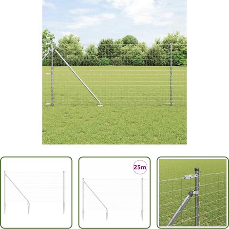 Terrassenzaun - Zaun mit Pfosten Silber 1,2 x 25 m Stahl (1/5)