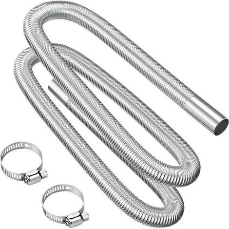 Tuyau d'échappement, 200cm Portable Flexible Tuyau d'échappement en Acier Inoxydable avec 2 Colliers en Acier IOnoxydable, Tuyau d'Echappement de Voiture(25mm) pour Chauffage Diesel Voiture (1/5)