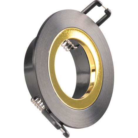 Spot encastrable rond noir-or GU10 Polux Febe aluminium (1/5)
