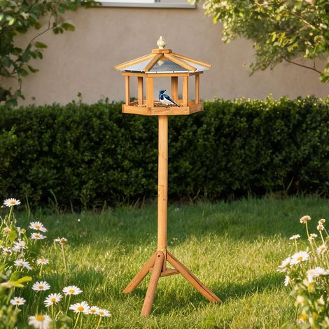 Nichoir sur pied 113 x 40 x 40 cm en bois naturel avec toit (1/5)