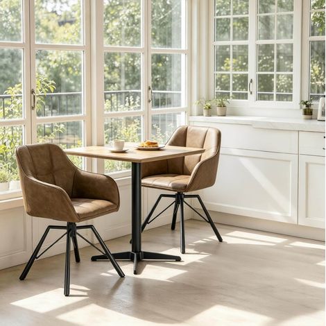Lot de 2 chaises de salle à manger pivotantes 360° avec accoudoirs, marron (1/5)