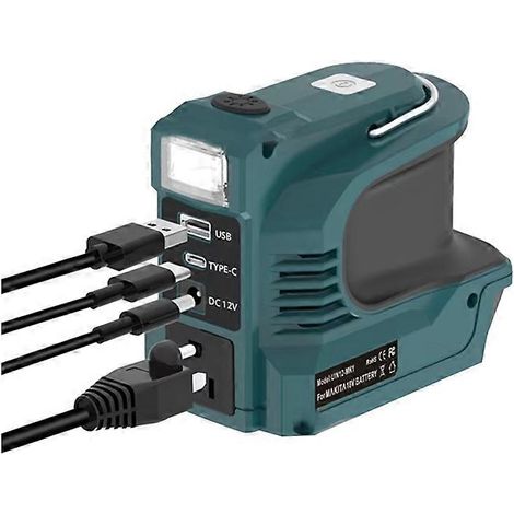 Alimentation onduleur 220 V pour batterie Makita 18 V, 220 W, LED, pour le camping et les activités de plein air (prise UE). (1/5)