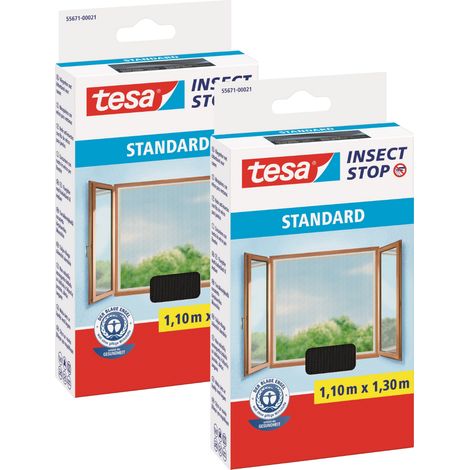Mosquitera TESA para ventanas con cierre de velcro, color negro, 1,1 x 1,3 m (x2) (1/4)