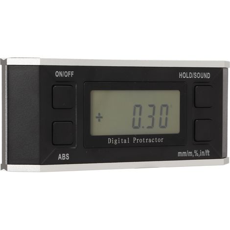 Inclinomètre électronique numérique 4x90° avec écran LCD, mesureur d'angle et niveau de pente, en alliage aluminium + ABS, sans aimant ni rétroéclairage (1/5)