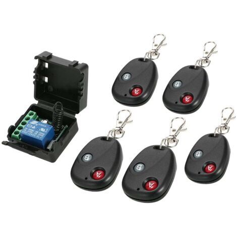 rouge-Commutateur de télécommande de style petite valise monocanal DC 12 V, contrôle d'accès, contrôle d'éclairage LED, etc. avec 5 télécommandes (1/5)