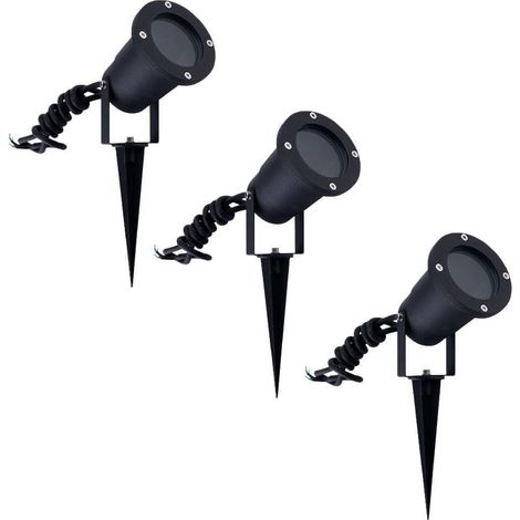 3X Spot à piquer, Aluminium, IP65, Support GU10, Câble 1M, Jardin (1/5)