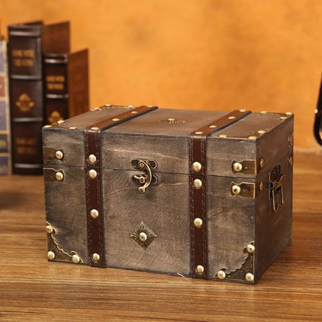 Boîte De Rangement - Bois - Style Vintage - Pour Bijoux Et Petits Objets De Valeur - Grande Taille - Non Verrouillable - 1 Pièce (1/5)