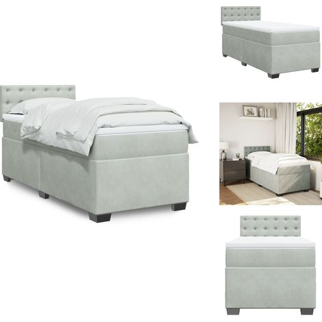 Boxspringbett mit Matratze Hellgrau 90x200 cm Samt - Boxspringbett - Boxspringbetten - Bett - Bett Mit Stauraum (1/5)