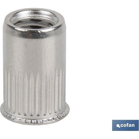 Pack de 250 écrous rivetables rainurés tête réduite inox A-2 M8 (1/4)