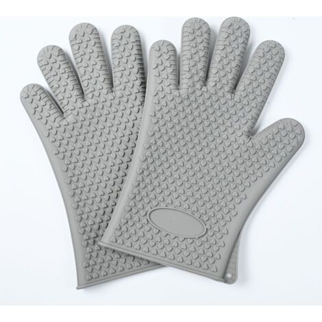 QORVA-Gants en silicone, résistants aux hautes températures, isolants thermiques, anti-brûlures, imperméables, antidérapants, gants à cinq doigts pour four à micro-ondes/four traditionnel (une paire)