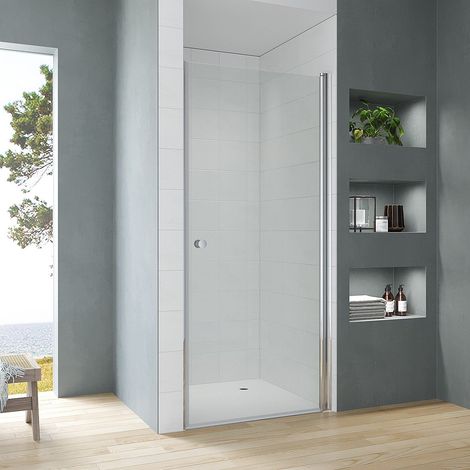 Duschtür Glas in Nische Nischentür rahmenlose Pendeltür Schwingtür Drehtür barrierefreie Dusche innen und außen öffnen Ebenerdige Montage 5. Größe: 100x187cm (1/5)