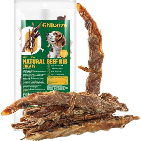 Bons de côtes de bœuf Chien traite, Naturel os de côtes de bœuf mâche de bétail Alimentaire à l'herbe,Os de mâche de Chien de Longue durée pour mâcheurs agressifs,150G (1/5)