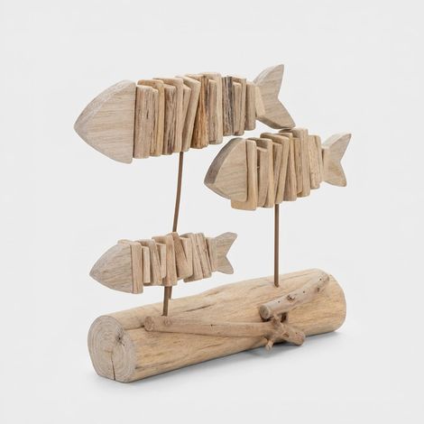 Escultura decorativa de madera con forma de peces Pesci (1/5)