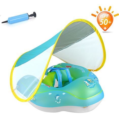 Bouée de natation pour bébé avec pare-soleil UPF50+ - Bouée anti-retournement pour la piscine (1/5)
