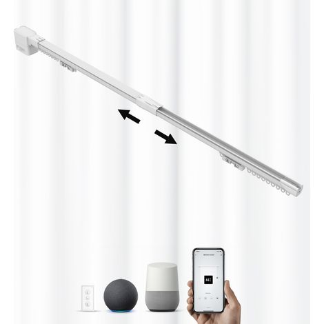 ACRIMO Binario Estensibile Motorizzato per Tende FabTrack, Larghezza 1-1,6 metri, Apertura Centrale delle Tende, Motore WiFi e Telecomando, Compatibile con Google Home, Alexa e App Tuya Smart (1/5)