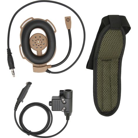 Casque militaire unilatéral avec micro-casque ajustable et PTT U94 pour Baofeng UV9R, UV9R PLUS, UVXR, BF9700 (Marron) (1/5)