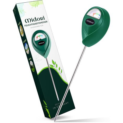 5 x Midori Boden-Feuchtigkeitsmesser Messgerät Hydrometer Pflanzen Grün 17,5 cm Sonde (1/5)